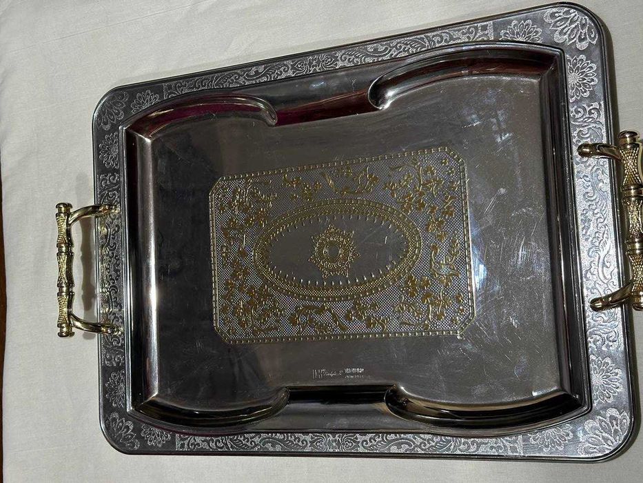 Сервировочный поднос из никелированной стали 80-х, TWIN BIRD Япония.