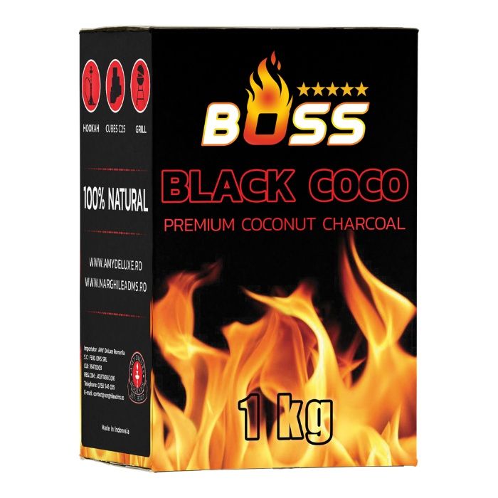 Carbuni Narghilea Natural, BLACK COCO BOSS C25, Cuburi, De Cocos