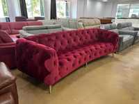 Бутиков Голям Пурпурно червен диван от плат Честърфийлд