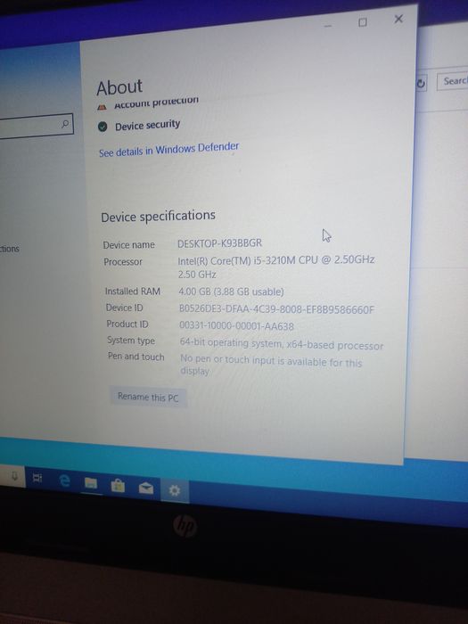 HP Intel i5 gen 3 ,4gb Ram, hard 500
