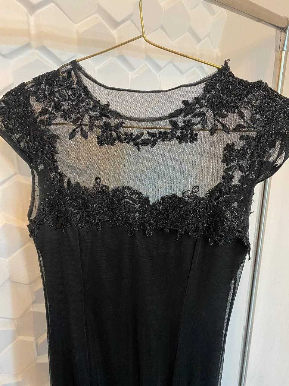 Гипюровое черное вечерние платье, размер S