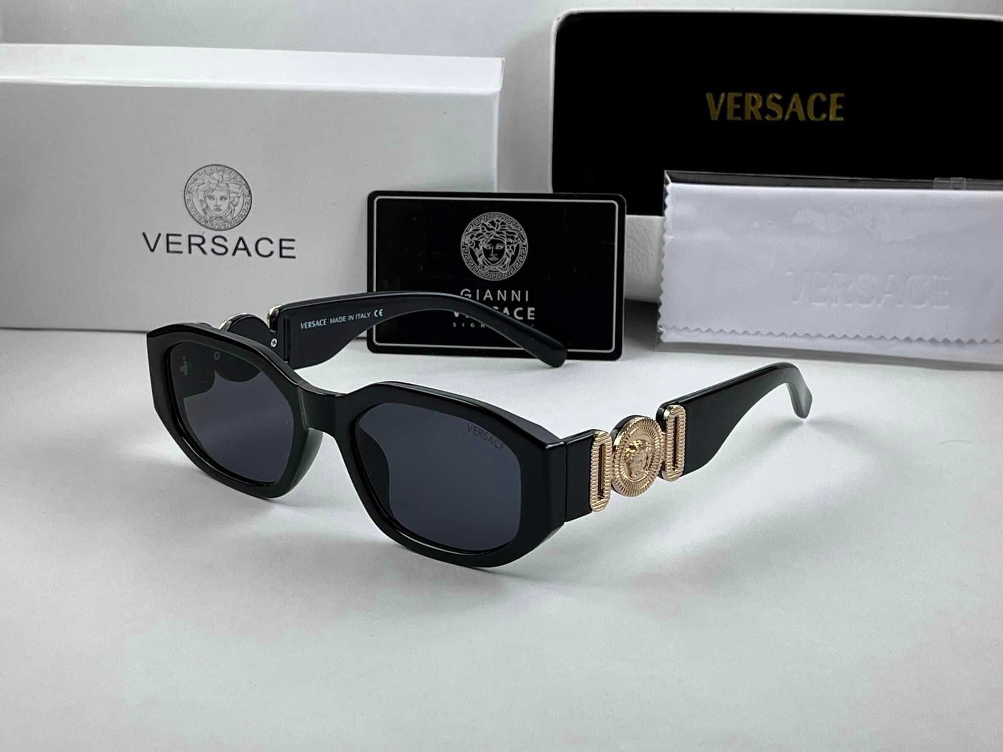 Слънчеви Очила Versace Sunglasses Правоъгълни Черни Версачи УВ400