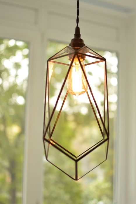 Lampa suspendata geometrica, lustra, candelabru din sticla,   - 3.