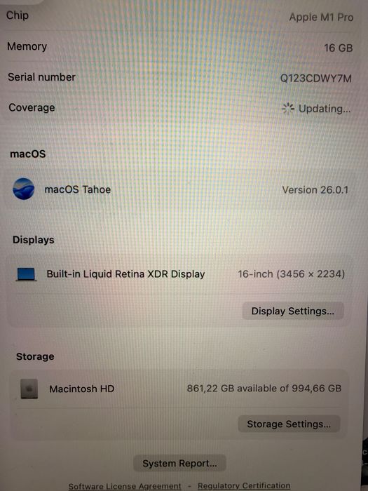 MacBook Pro 16", M1 Pro, 16GB RAM, 1TB SSD, Silver 2021