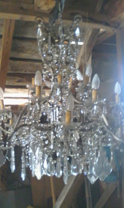 candelabru 12 brațe/cristale Bohemia,stil Luis XIV,baroque/90 cm