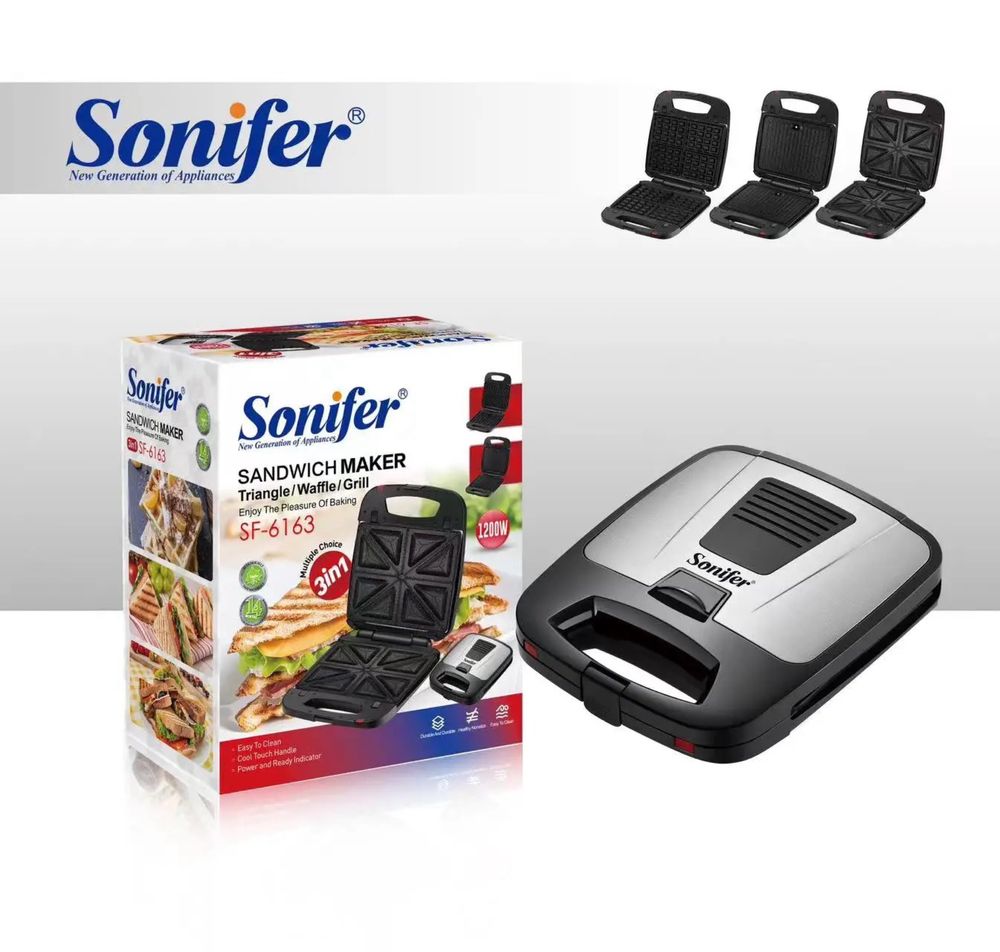 Доставка! Вафелница Sonifer SF-6163 3 в 1 Сэндвич и Гриль
