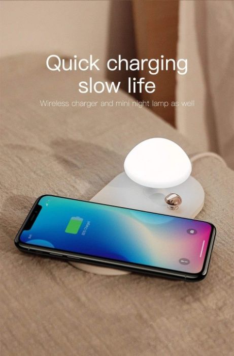 Безжично зарядно с нощна лампа QI Wireless Charger with Touch-control