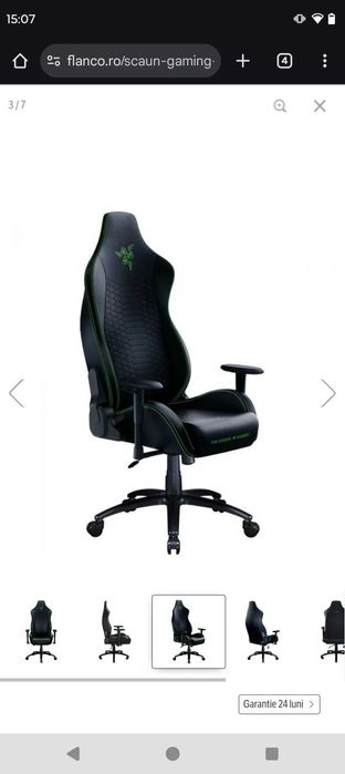Scaun gaming Razer Iskur X, Marime XL, Negru/Verde