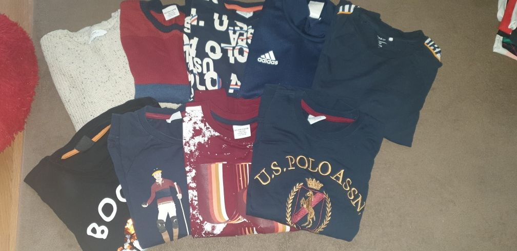 Блузки с дълъг ръкав US Polo,Adidas 134-140 см,9 броя