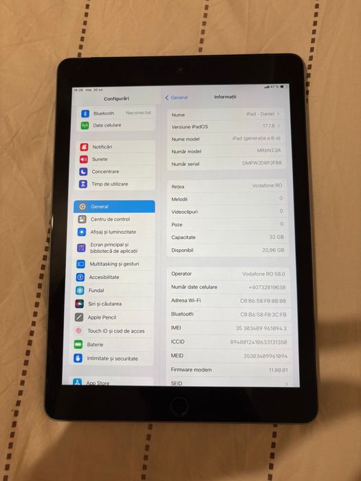 Vand ipad 6th Generation 32gb