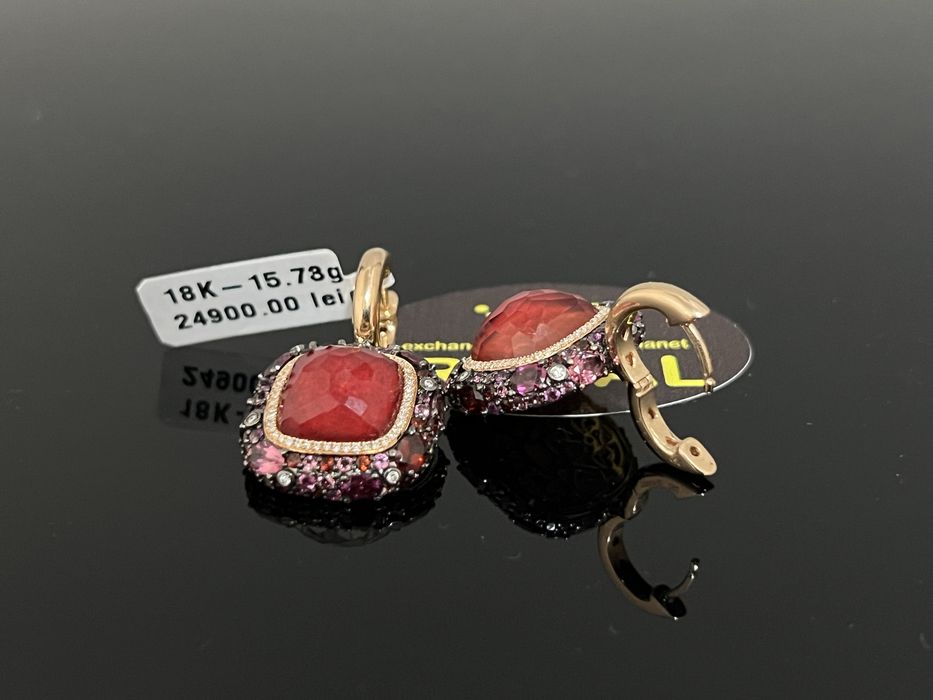 Bijuteria Royal CB : Cercei dama aur 18K  15,73gr Diamante naturale