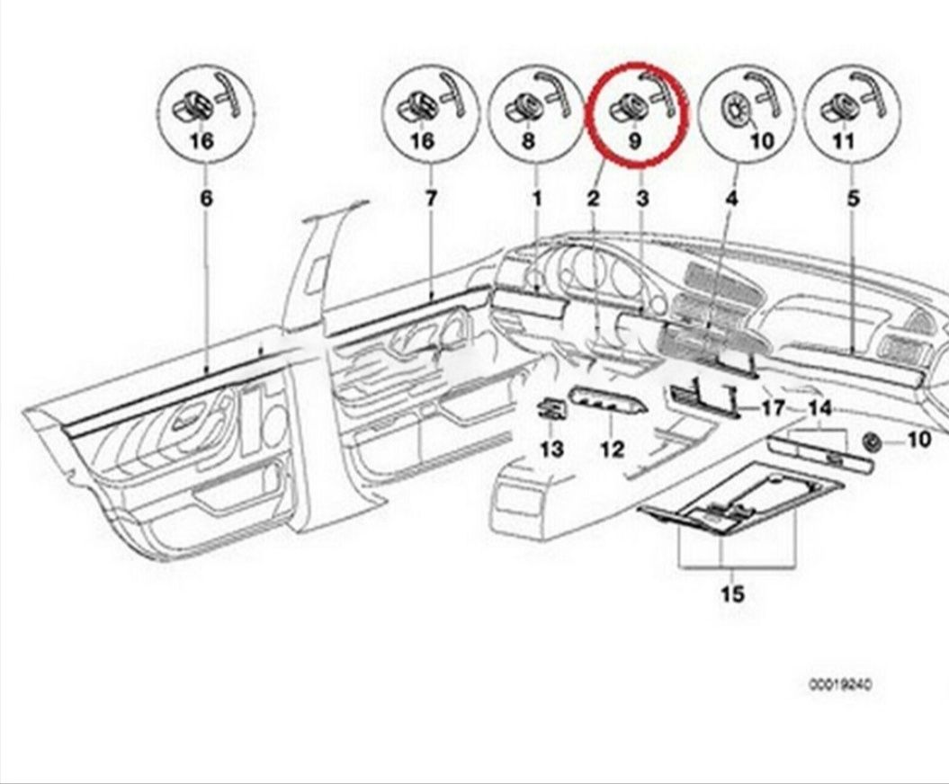 Щипки с  пластини за лайсните на таблото BMW е38 е39