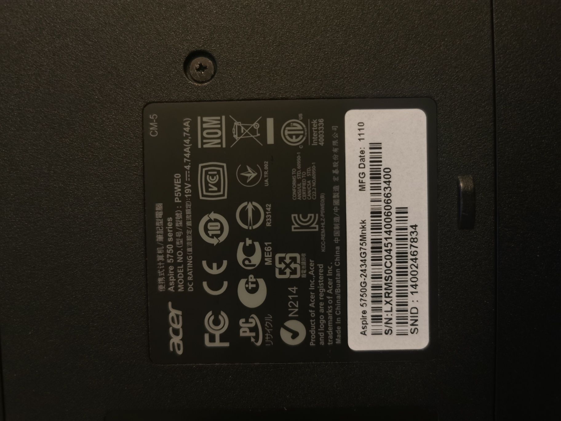 Лаптоп Acer Aspire 5750g-2434GMnkk