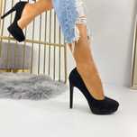 Pantofi stilleto piele intoarsa, negri