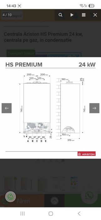 Vând centrala termica  ARISTON PREMIUM 24 EU2