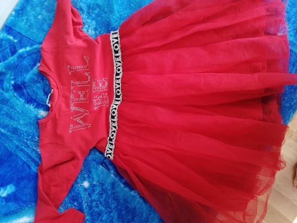 Детска официална червена рокля