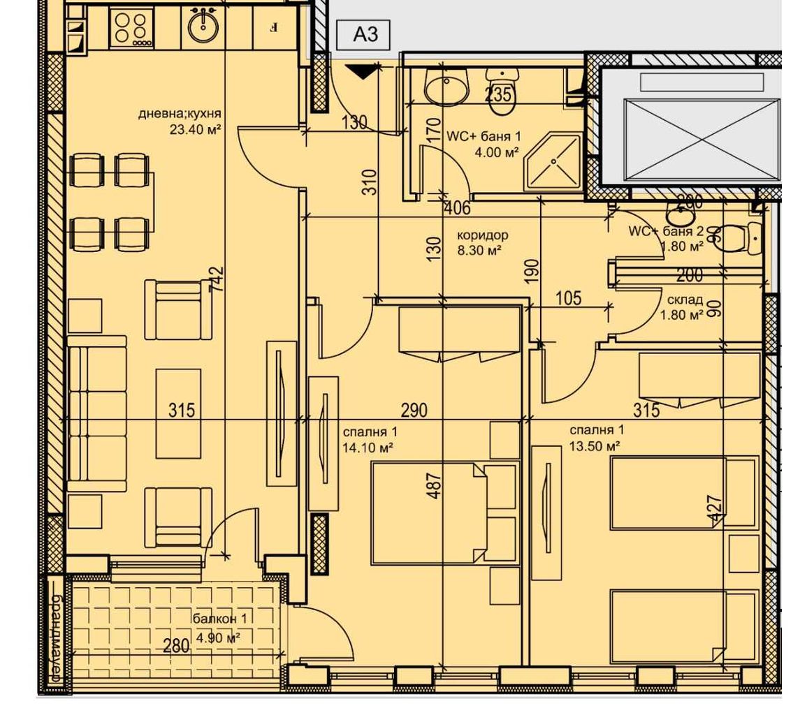 Продава се Тристаен апартамент в Пловдив, Кършияка - 99 кв.м за 1411 €/кв.м - Снимка #1