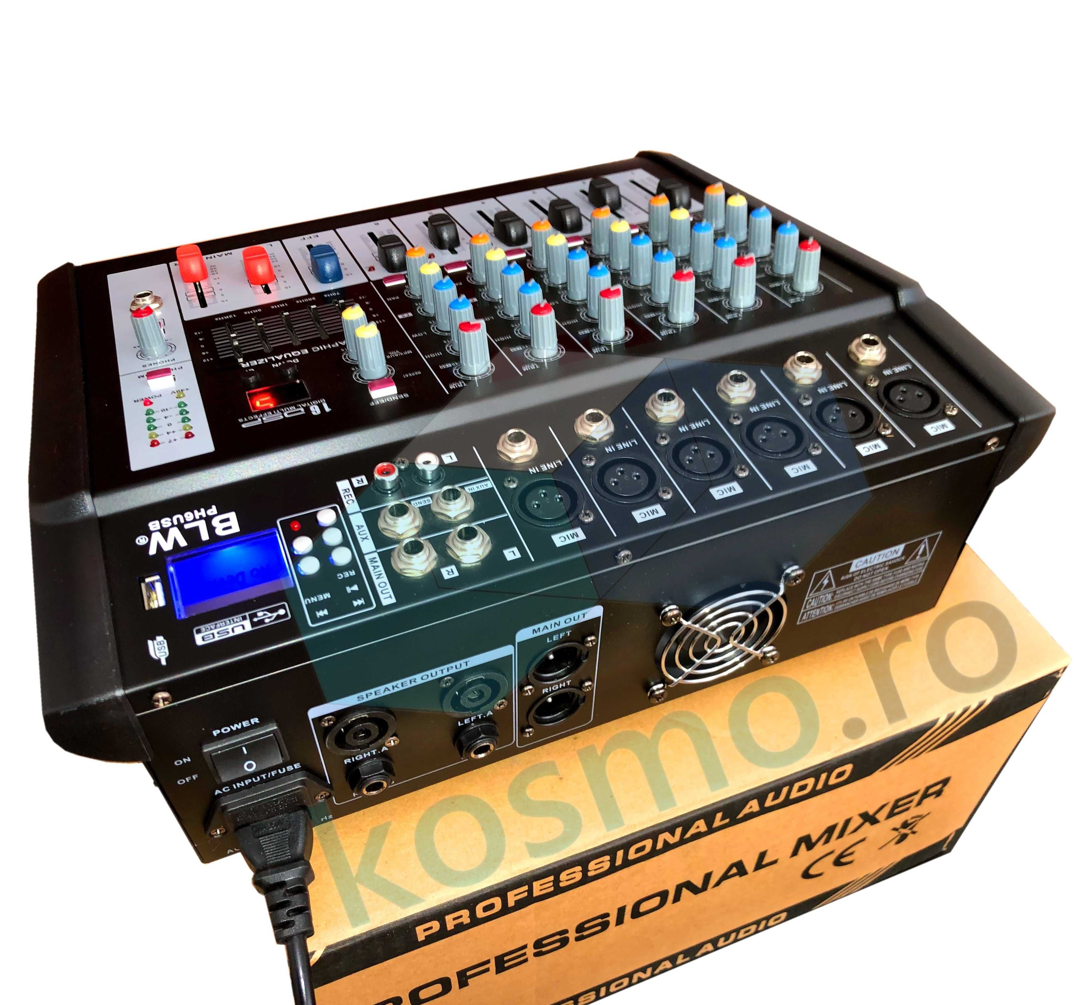 Mixer audio amplificat consola DJ Bluetooth 4/6/8/12 canale 500W/1000W