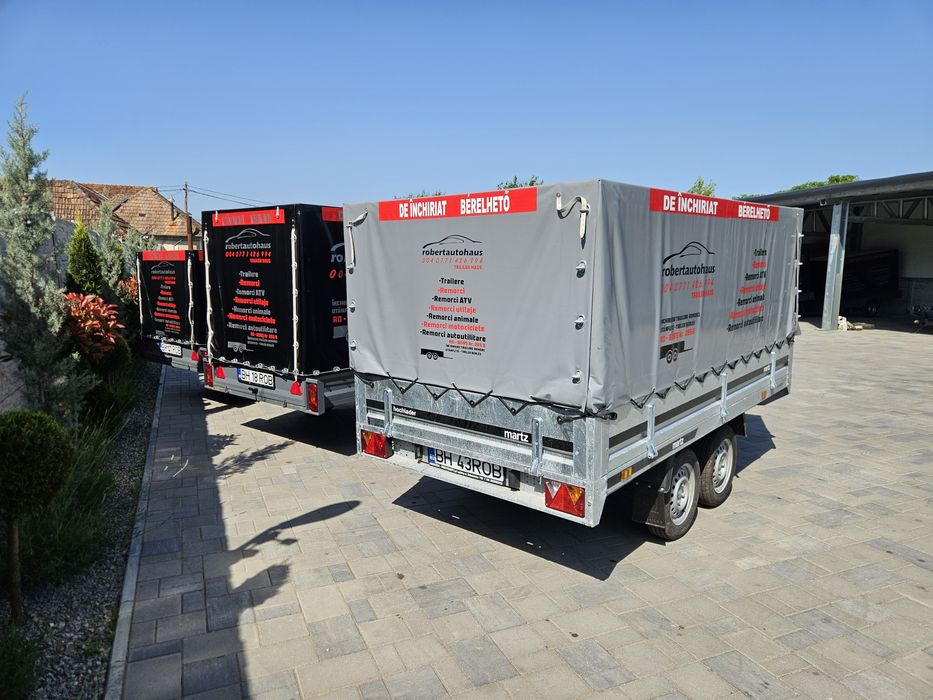 Inchiriez remorca cu prelata pe 2 axe de 2000 kg, trailere si remorci