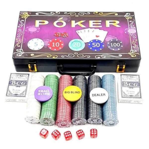 Joc Poker cu servieta din plastic, 300 jetoane, servieta defecta