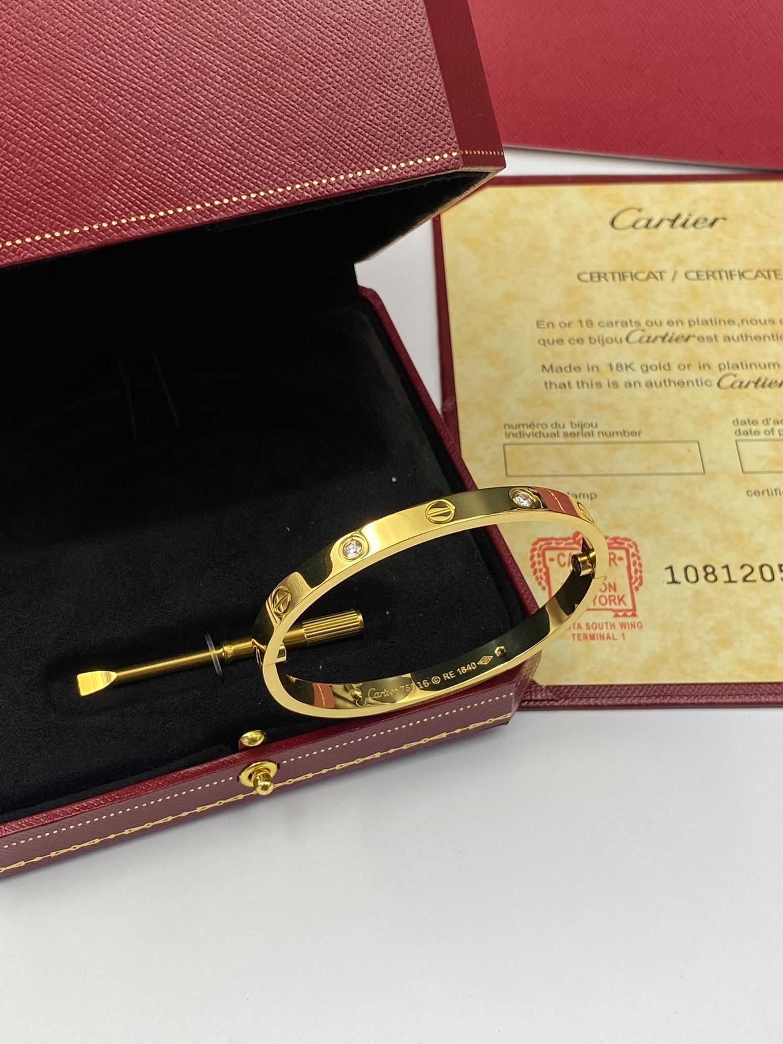 Brățară Cartier LOVE 16 unisex din aur 750 cu diamante
