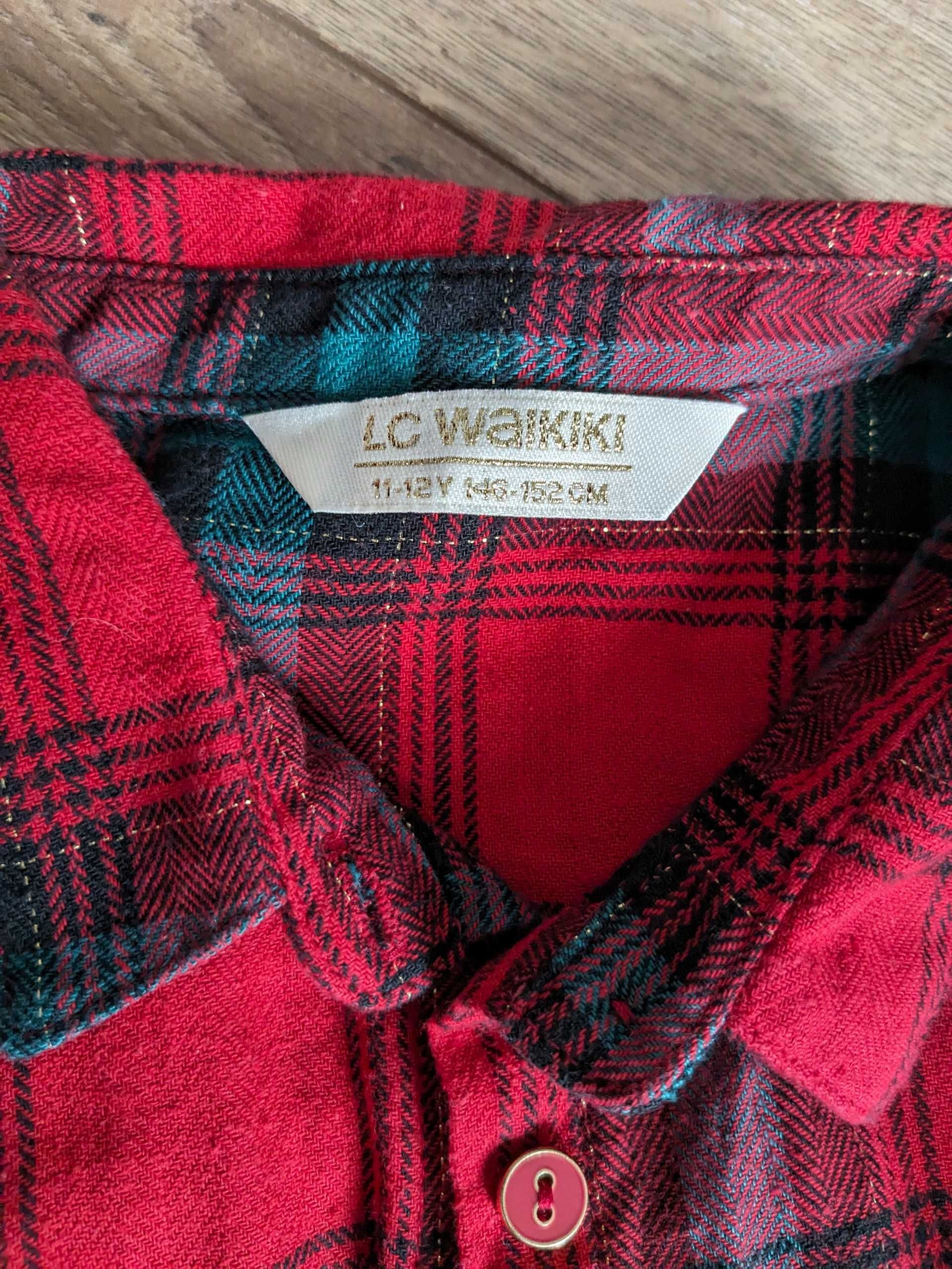 Camasa Bluza Craciun serbare 11-12 ani 146-152 cm rosie cadrilata