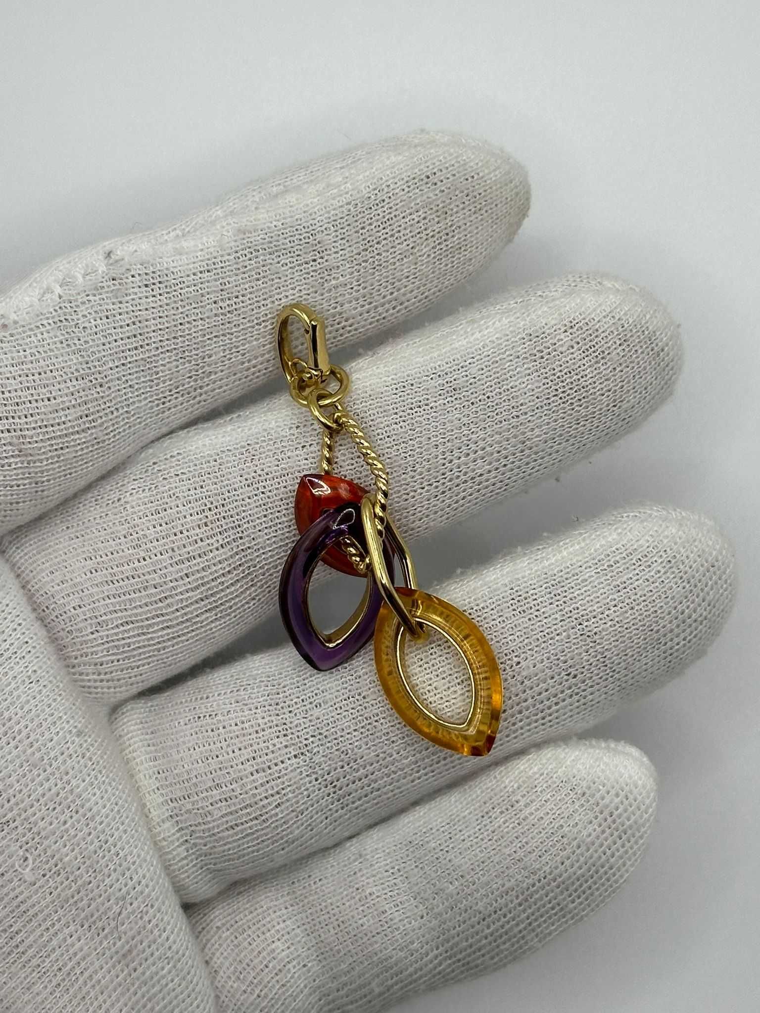 PANDANTIV AUR 18K - De firma : ROSATO - Citrin - Ametist -Spinel -6.3g
