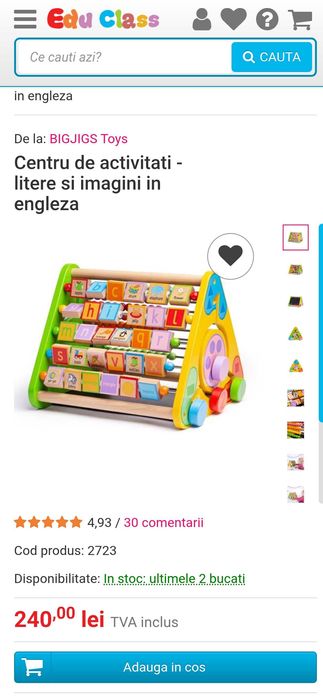 Centru de activitati - litere si imagini in engleza