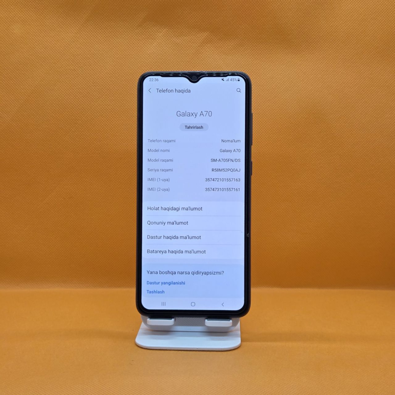 Samsung A70 ekran orginal dastavka hizmati bor 24/7