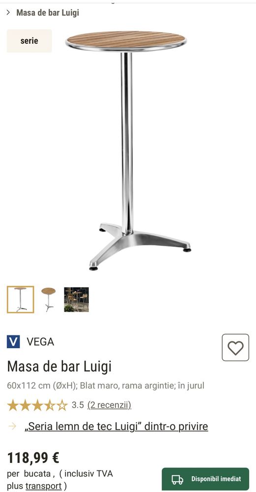 Masa înalta/ masa bar