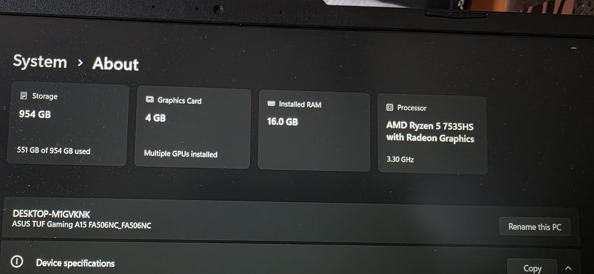 Asus A15 Tuf Gaming  144HZ