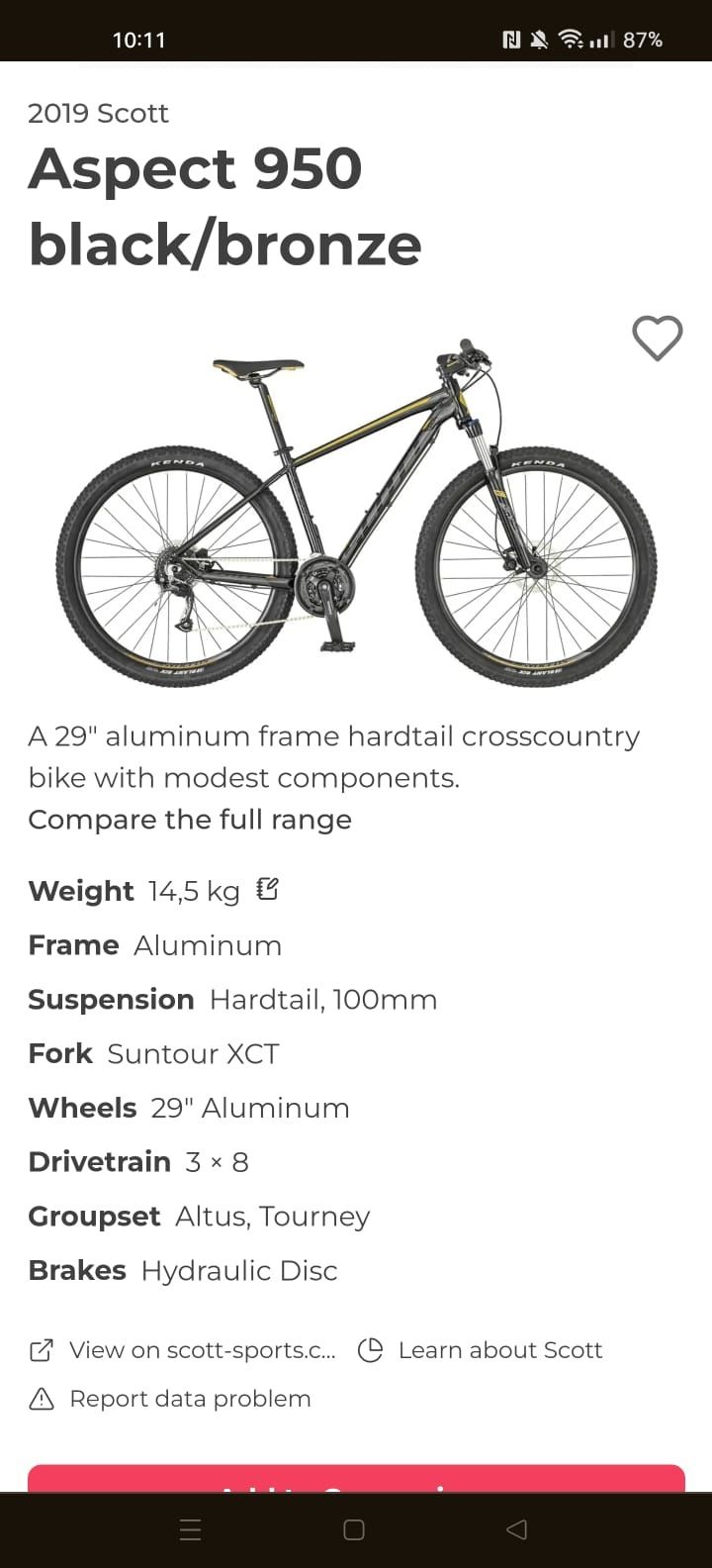 Bicicleta Scott Aspect 950 Black/Bronze 29"