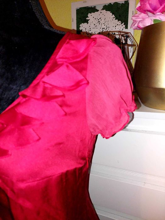 Bluza Espirit rosie maneci bufante decolteu in v TRANSPORT GRATUIT