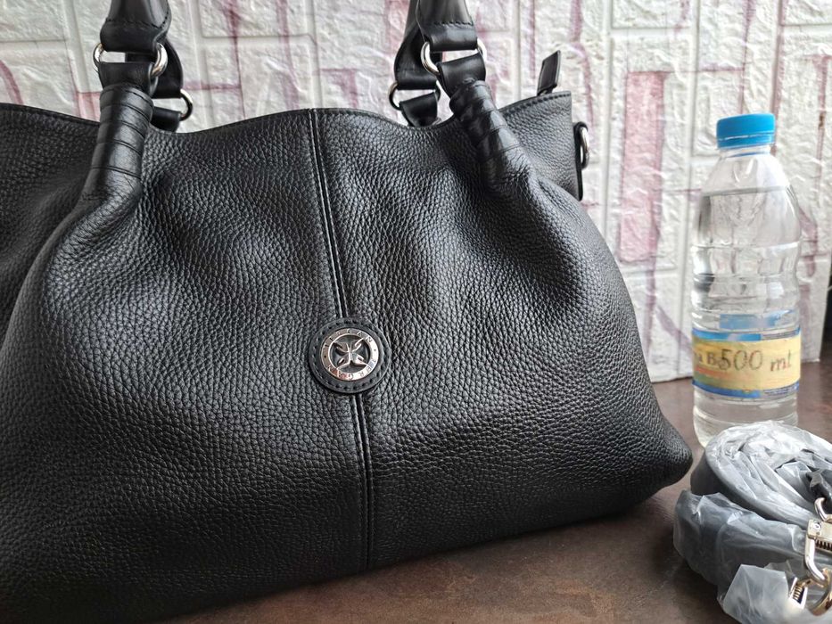 дамска чанта,Tergan,черна-естествена кожа