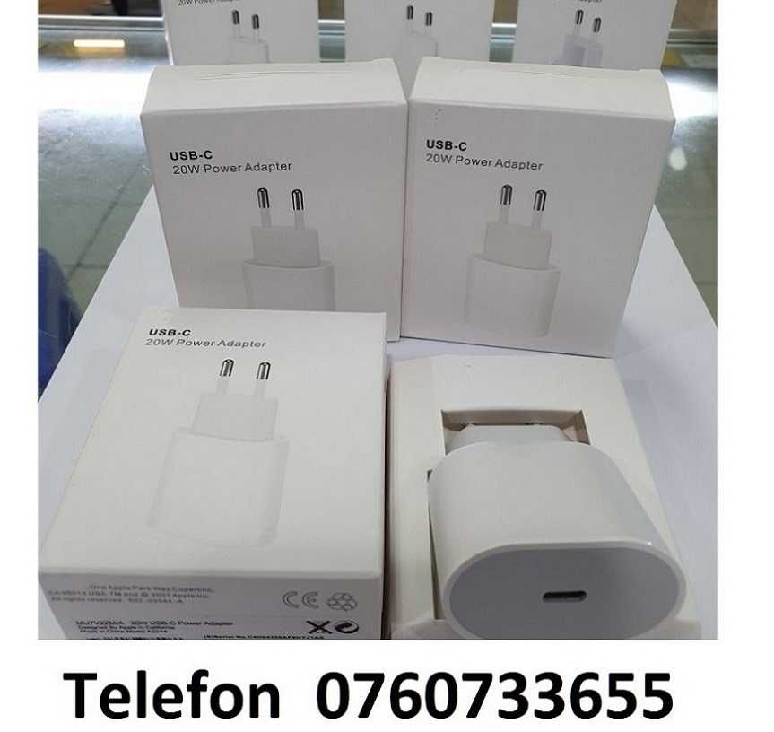 incarcator iPhone fast charge 20w type c adaptoare priza noi la cutie