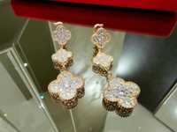 Van Cleef & Arpels VCA Rose 3 Motifs Diamond Alhambra Дамски Обеци