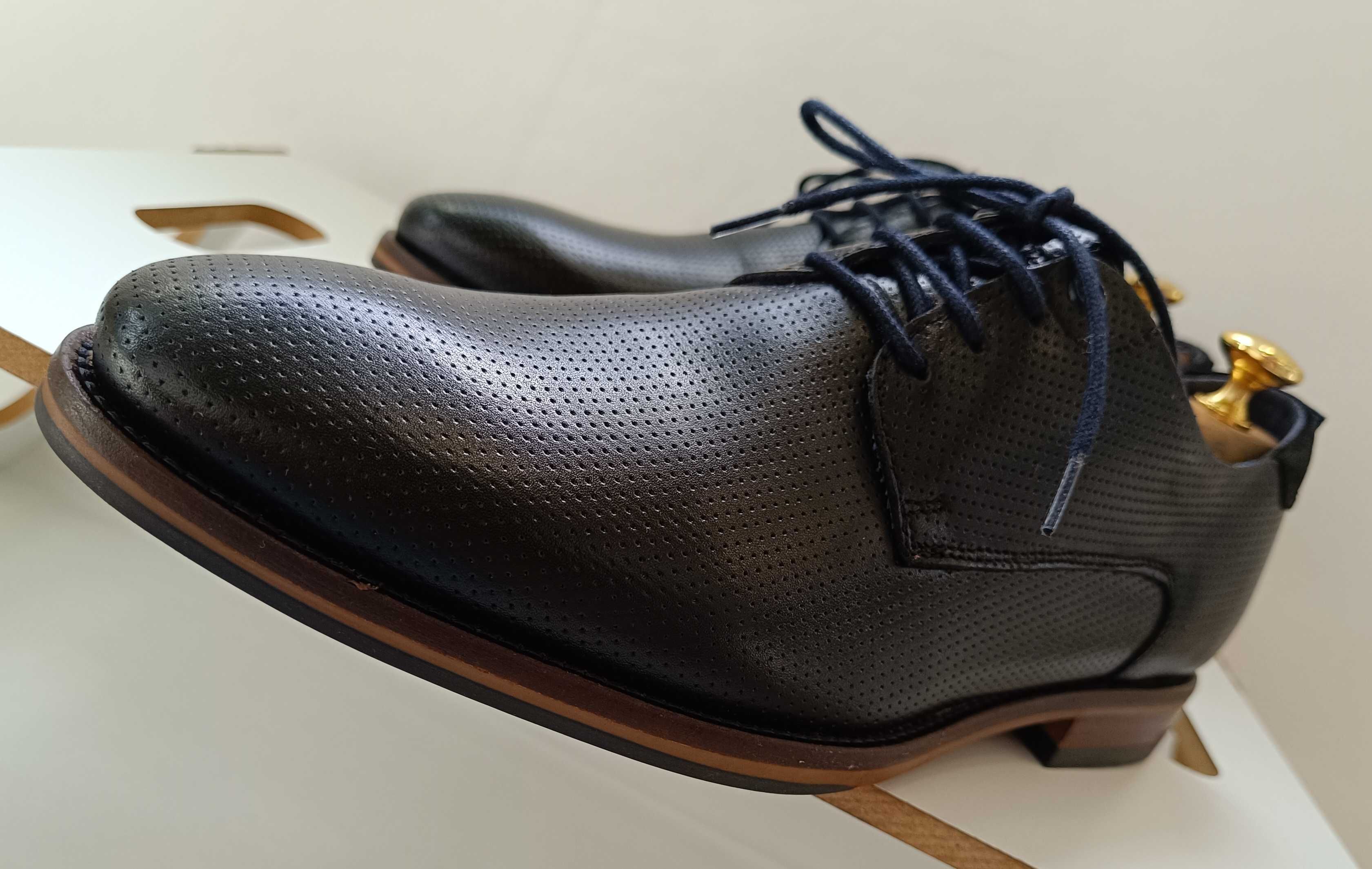 Pantofi derby 42 plain toe premium Oliver Jacob NOI piele naturala