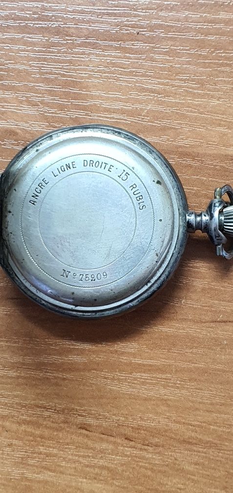 Ceas de buzunar de colecție elvetian Ancre Ligne Droite  15 Rubis