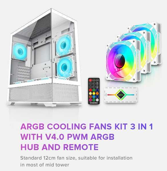 [НОВЫЕ] Кулеры GameMax KF300 White с блоком управления ARGB