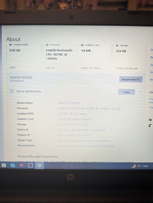 Laptop Hp N3700 15.6"