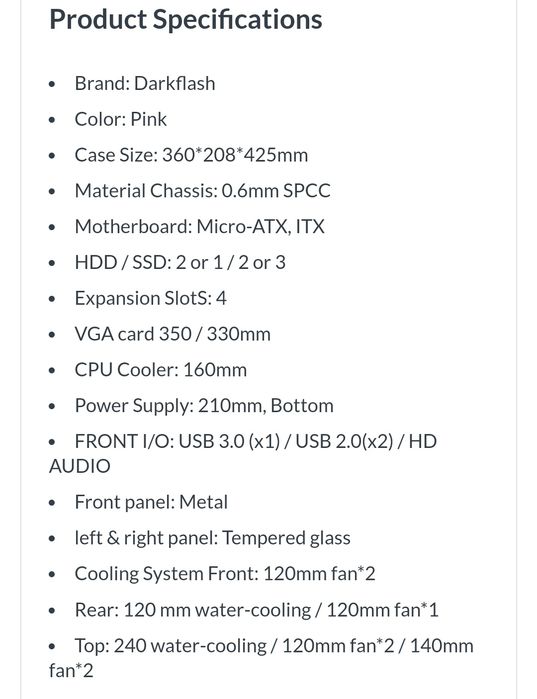 Carcasa Pc Calculator DarkFlash Dlm22 Pink