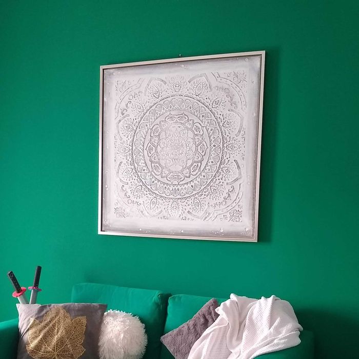 Tablou mare texturat, pe panza, cu rama, 100 cm, mandala abstract