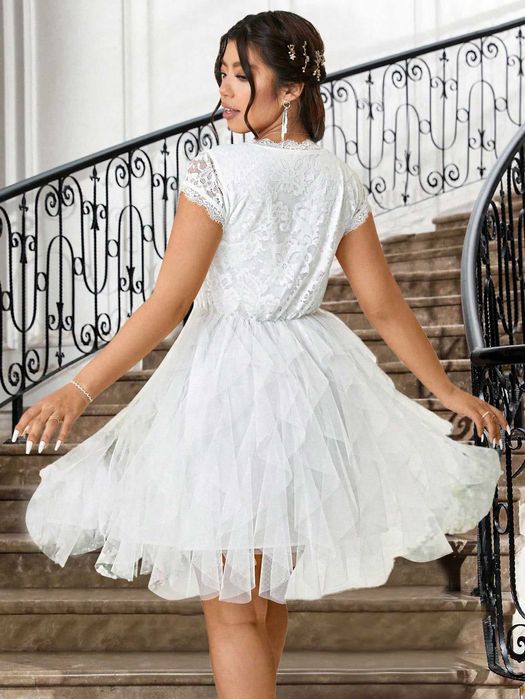 Бяла рокля дантела, Официална бяла рокля, Романтична бяла рокля