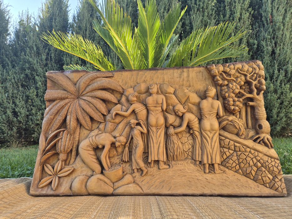 Tablou 3D sculptat în lemn masiv - basorelief