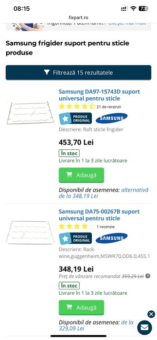 Raft/ Grilaj/ Suport/ Etajera sticle Combina Frigorifica Samsung