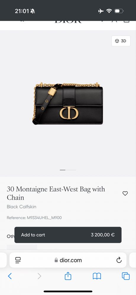 Dior естествена кожа черна чанта