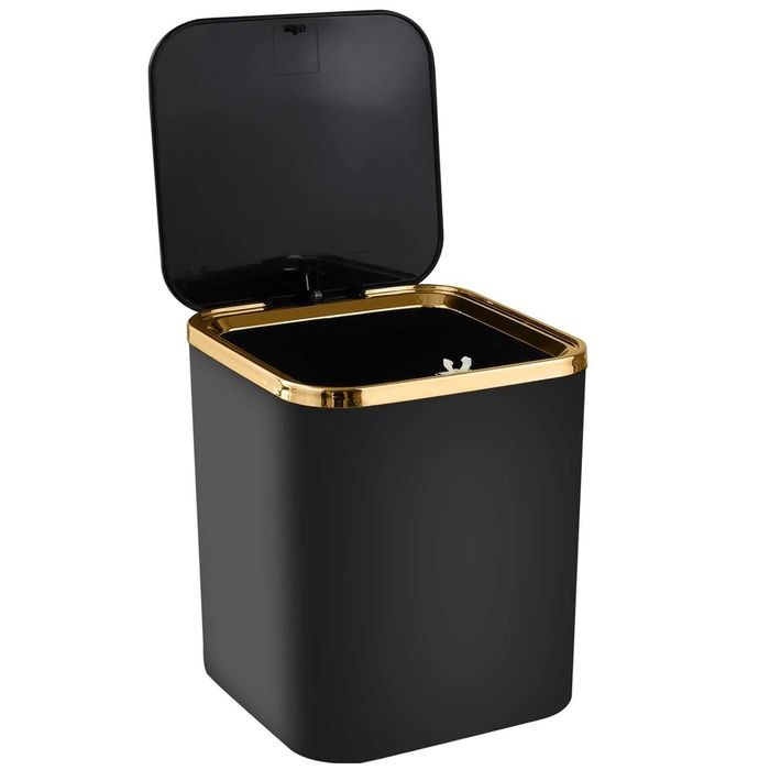 Cos mic cu capac Feidash, 2.8 L, ABS, pentru masa sau birou, negru