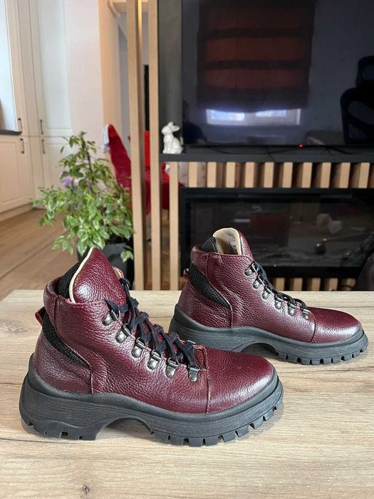 Ghete bordo din piele, model Gloria by S-karp - marimea 35