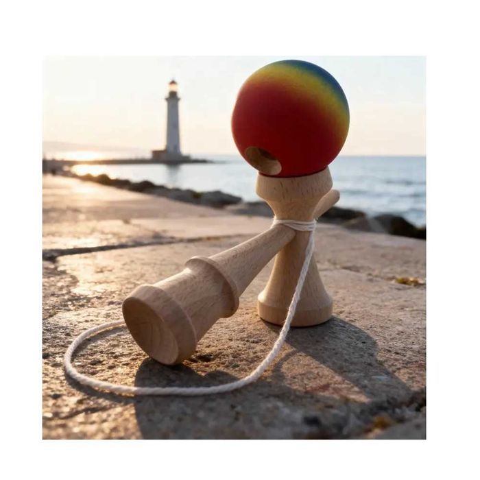 Set 2 Kendama lemn de fag 18cm Rainbow Gradient & Blue-Purple Gradient