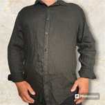 Мъжка черна ленена риза (3-6XL)